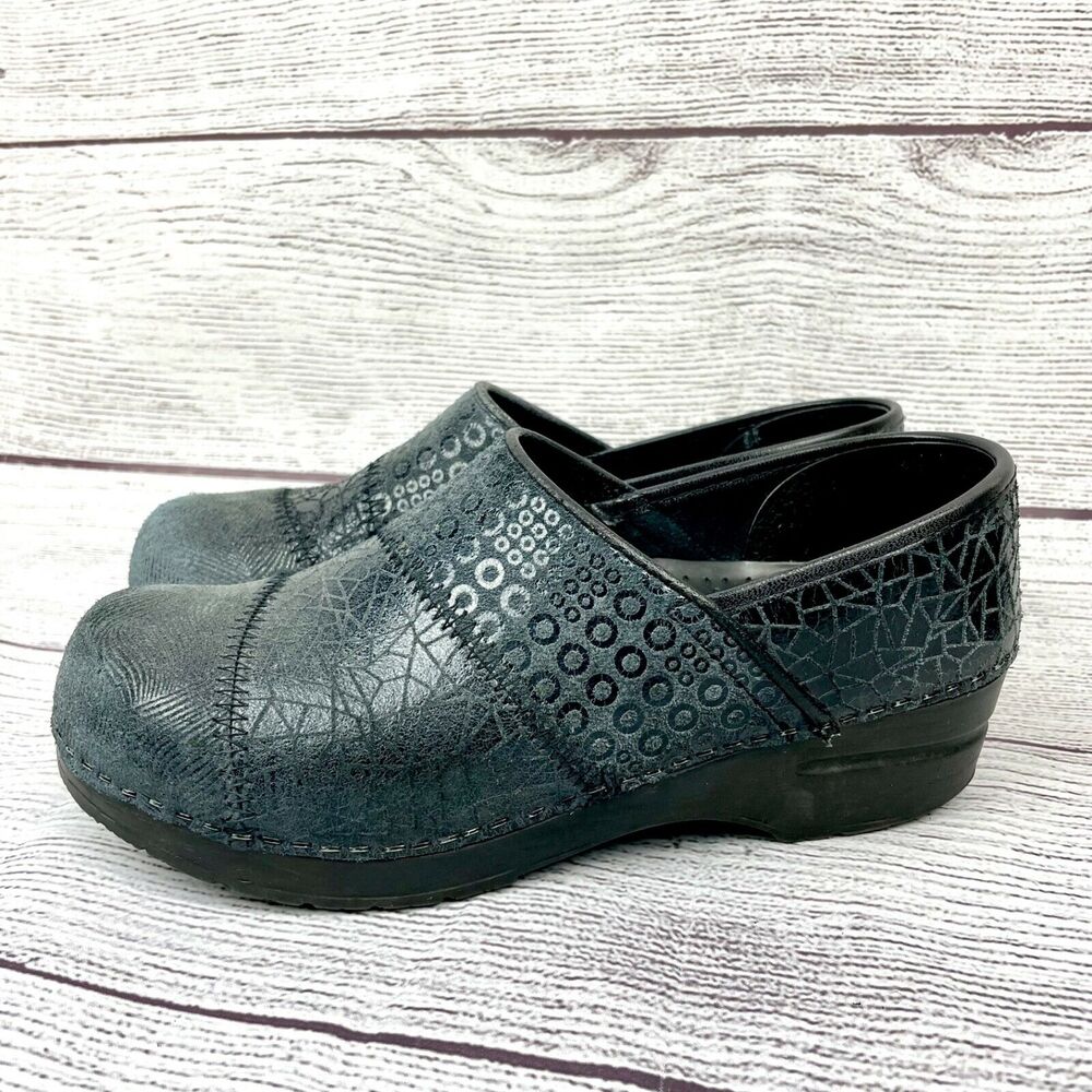 Sanita Clogs 0060240 Professional Comfort Navy Patchwork Embossed Textured Sz 39